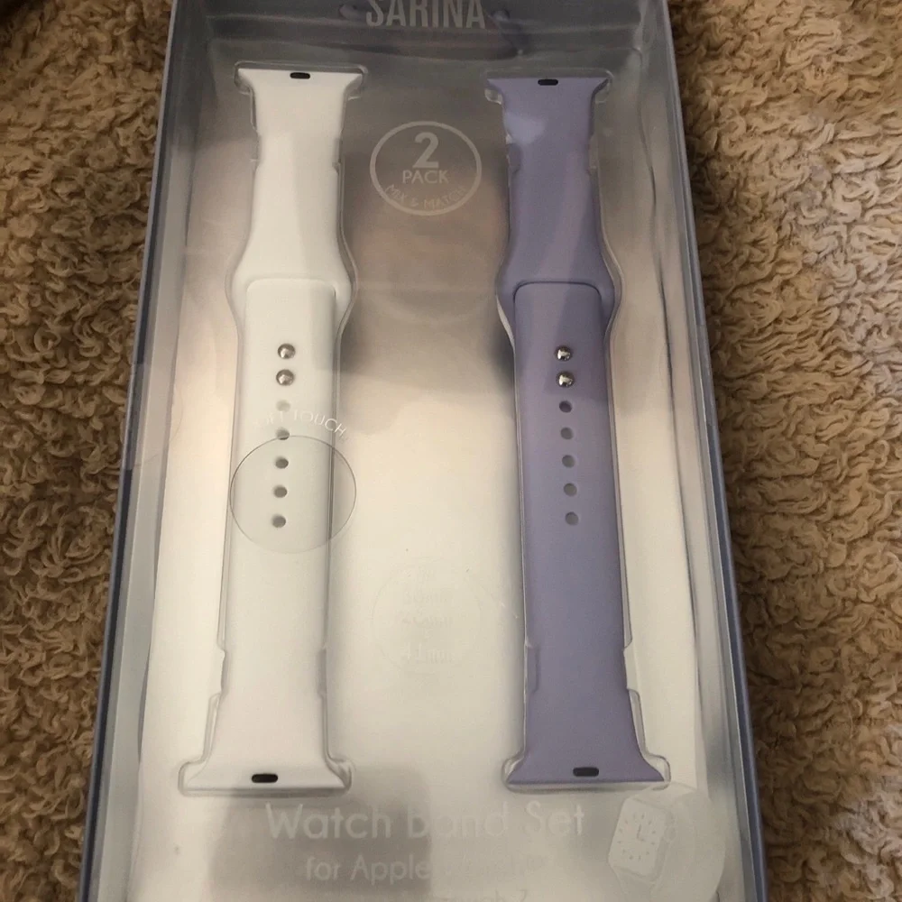 Sarina 2 soft touch purple and white watch band set